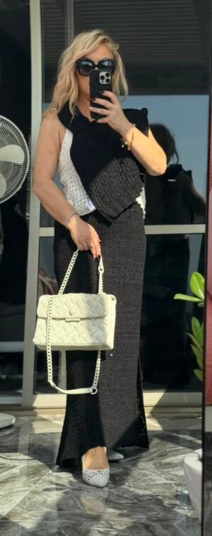 Сумка Kurt Geiger London белая с плетёной простёжкой и цепочной ручкой, 500 ₪.