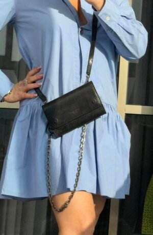 Dolce & Gabbana чёрный клатч/мини-сумка на цепочке, можно носить вместо ремня, 1000 ₪.