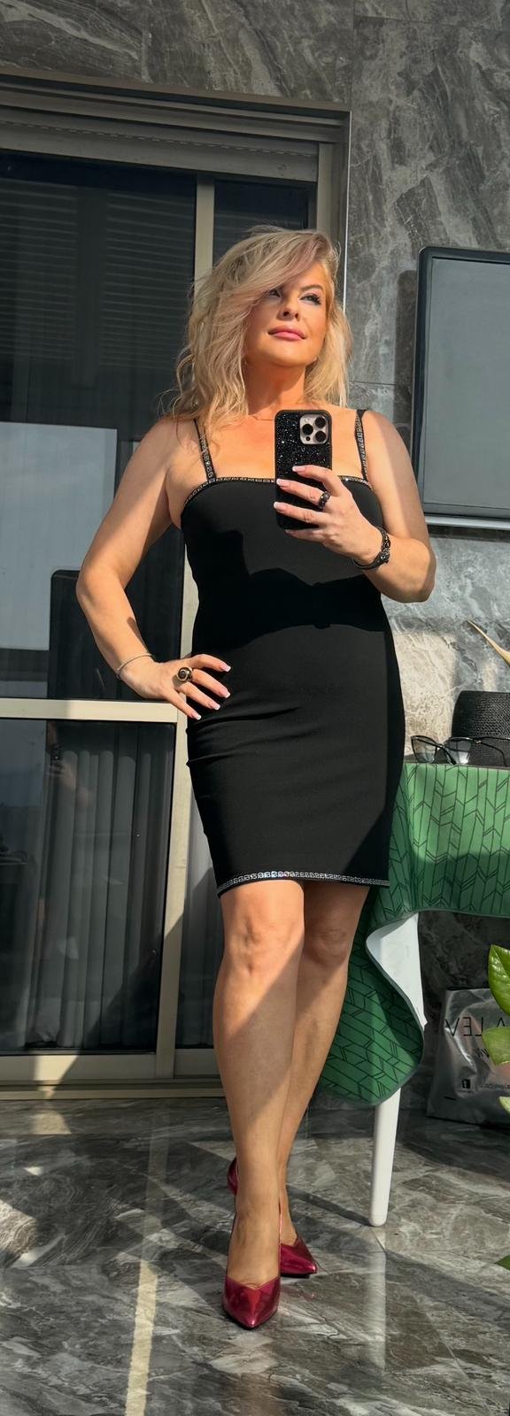 Alexander Wang — чёрное мини-платье с кристальным кантом, размер L (маломерит ≈ M) — 700 ₪ | Alexander Wang — שמלת מיני שחורה עם פס קריסטלים, מידה L (קטן ~ מתאים M) — 700 ₪ | Julia Raskin Style