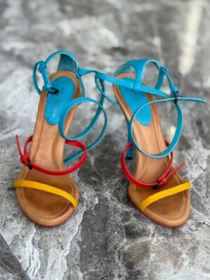Bottega Veneta — color-block сандалии (turquoise/red/yellow), размер 36.5–37 | Julia Raskin Style