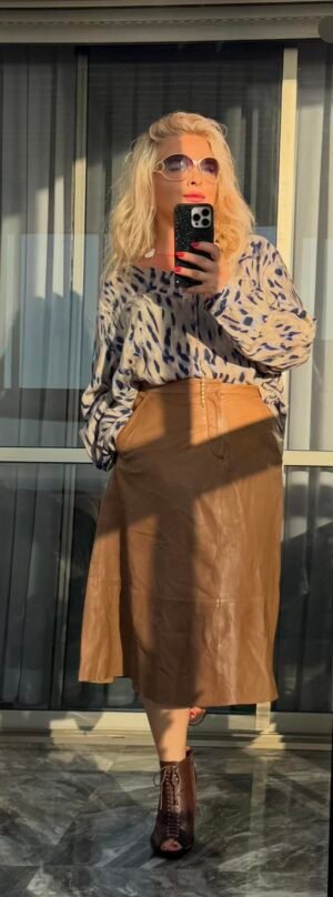 SET — кожаная миди-юбка цвета карамели — 400 ₪ | SET — חצאית עור מידי בצבע קראמל — ‎400 ₪ | Julia Raskin Style