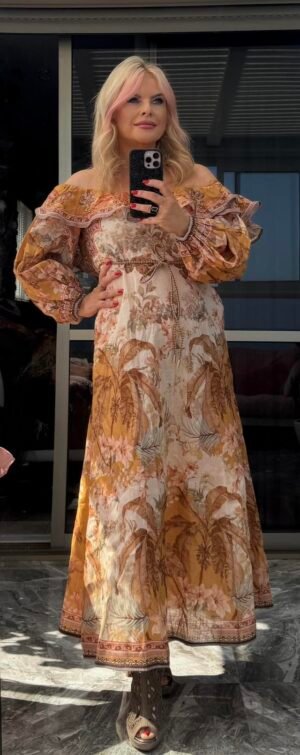 Zimmermann — длинное платье в тёплых осенних оттенках с цветочным принтом — 1200 ₪