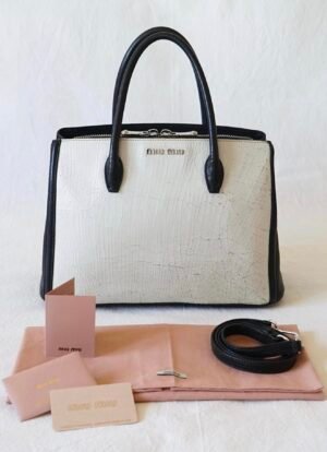 Сумка Miu Miu ретро-шик, чёрно-белая, кожа, цена 1300 ₪