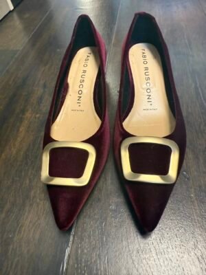 Fabio Rusconi, туфли бордовые бархатные с пряжкой, размер 41, цена 500 ₪