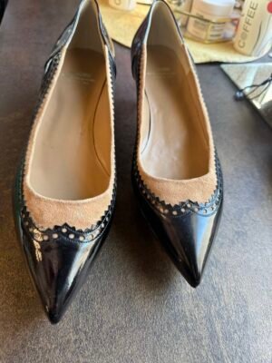 Moschino, туфли чёрные лаковые с замшевой отделкой, размер 41, цена 500 ₪