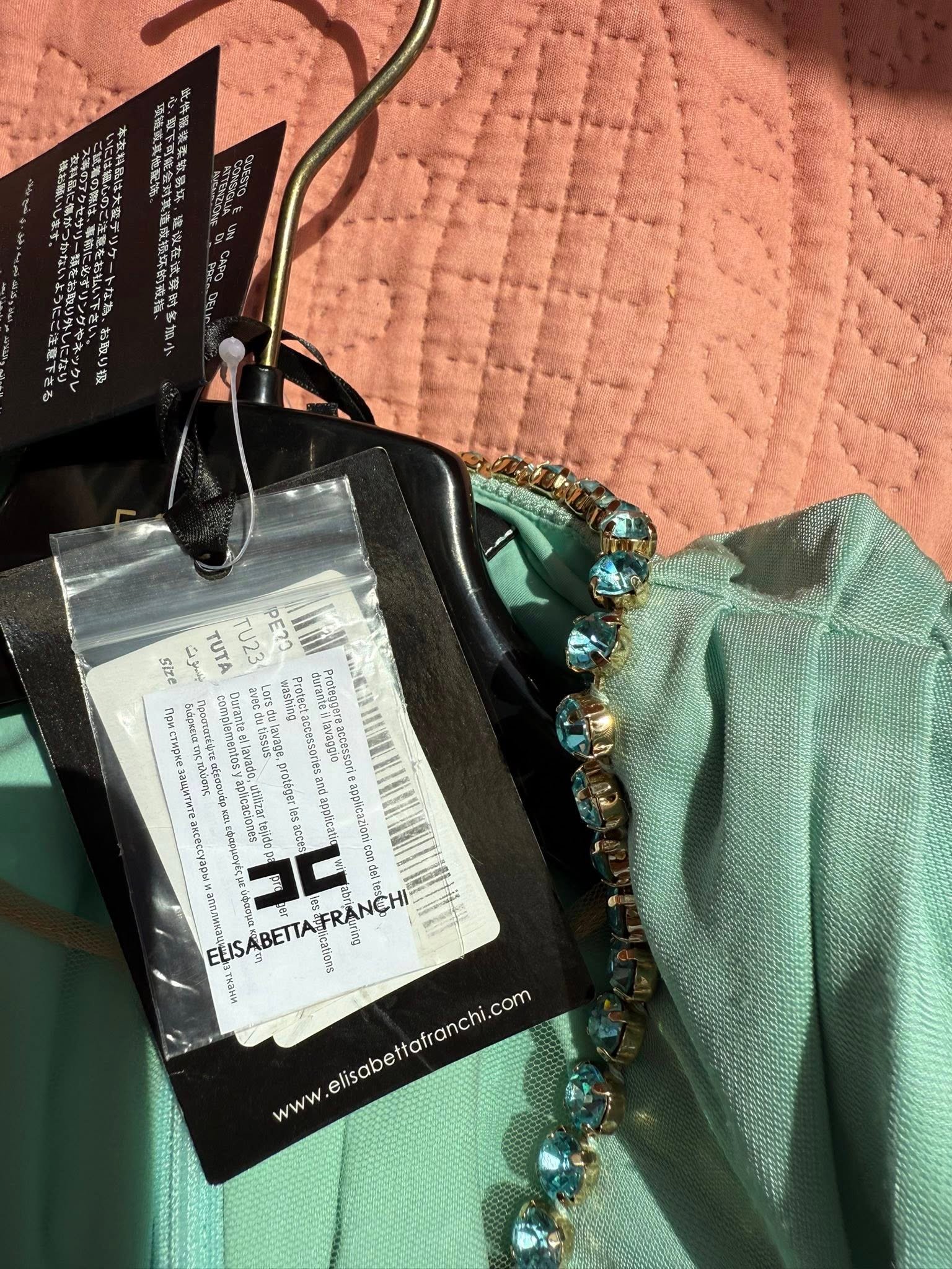 Elisabetta Franchi — нежно-морской комбинезон с кристаллами (EU 44, M) — 600 ₪ | אליזבטה פרנקי — אוברול ירקרק-תכלת עם אבנים (EU 44, M) — 600 ₪ | Julia Raskin Style - Image 3