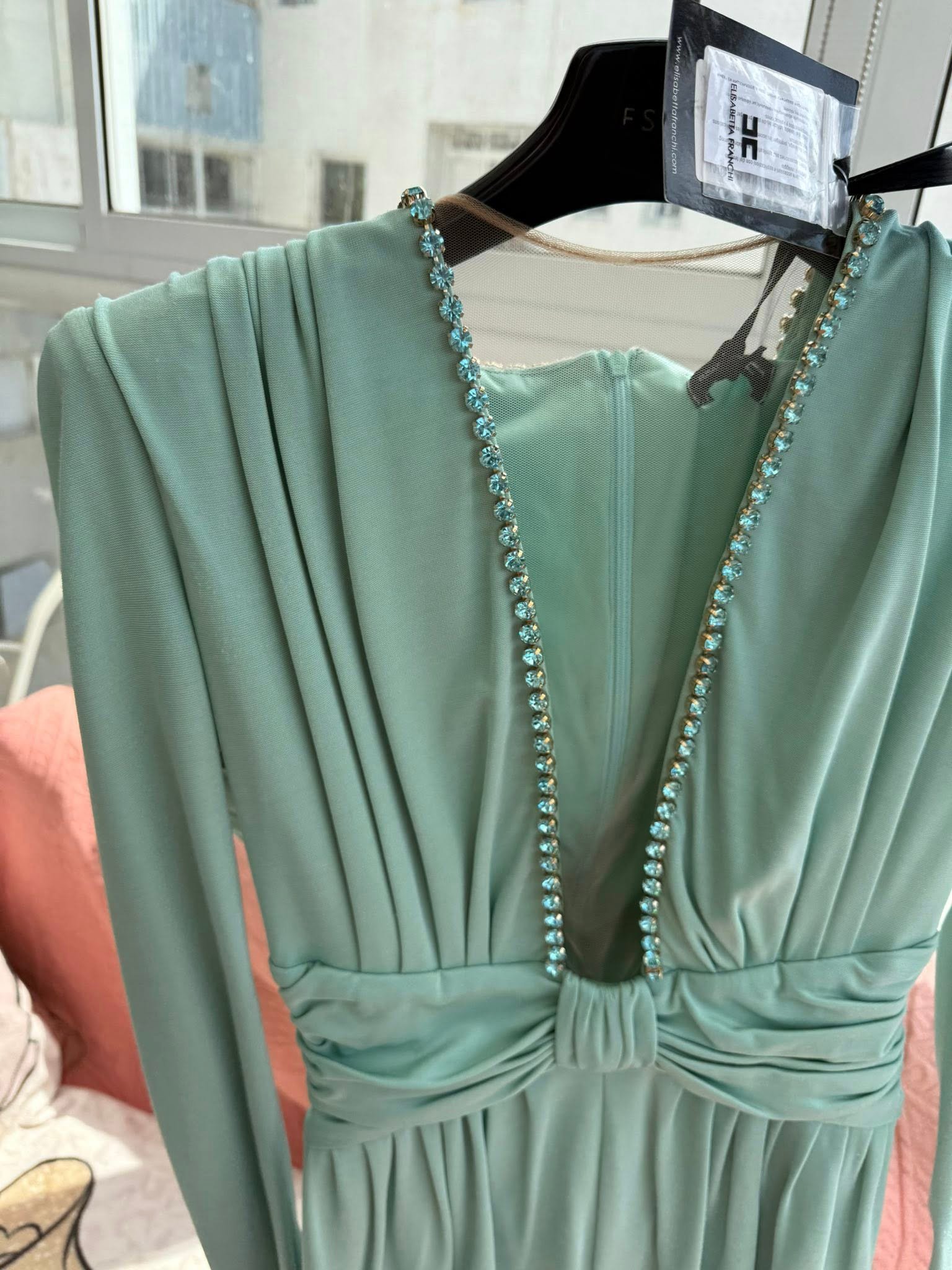 Elisabetta Franchi — нежно-морской комбинезон с кристаллами (EU 44, M) — 600 ₪ | אליזבטה פרנקי — אוברול ירקרק-תכלת עם אבנים (EU 44, M) — 600 ₪ | Julia Raskin Style - Image 2