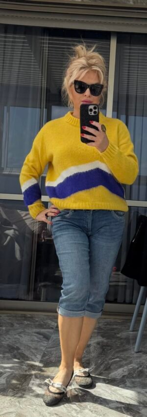 "Marc Cain свитер жёлтый с синим узором