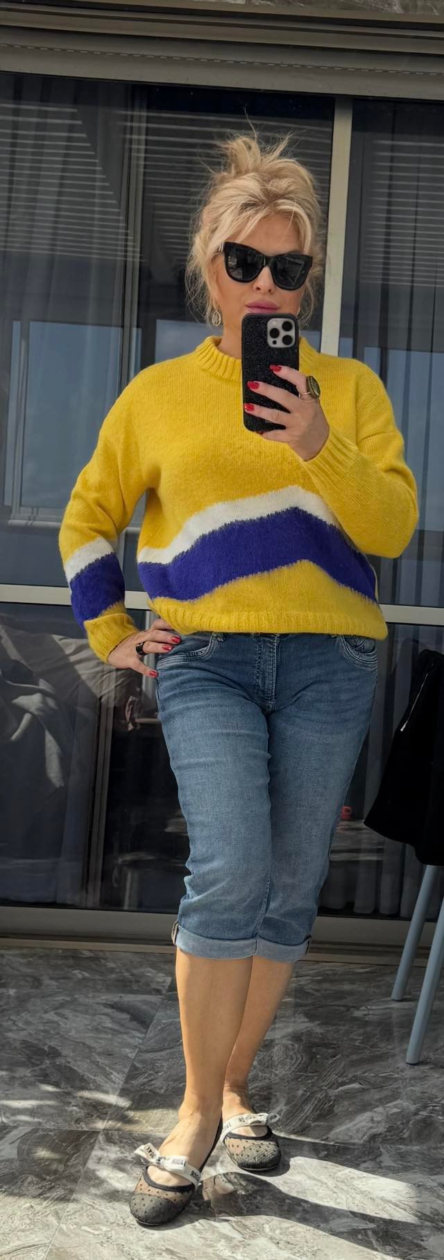 "Marc Cain свитер жёлтый с синим узором