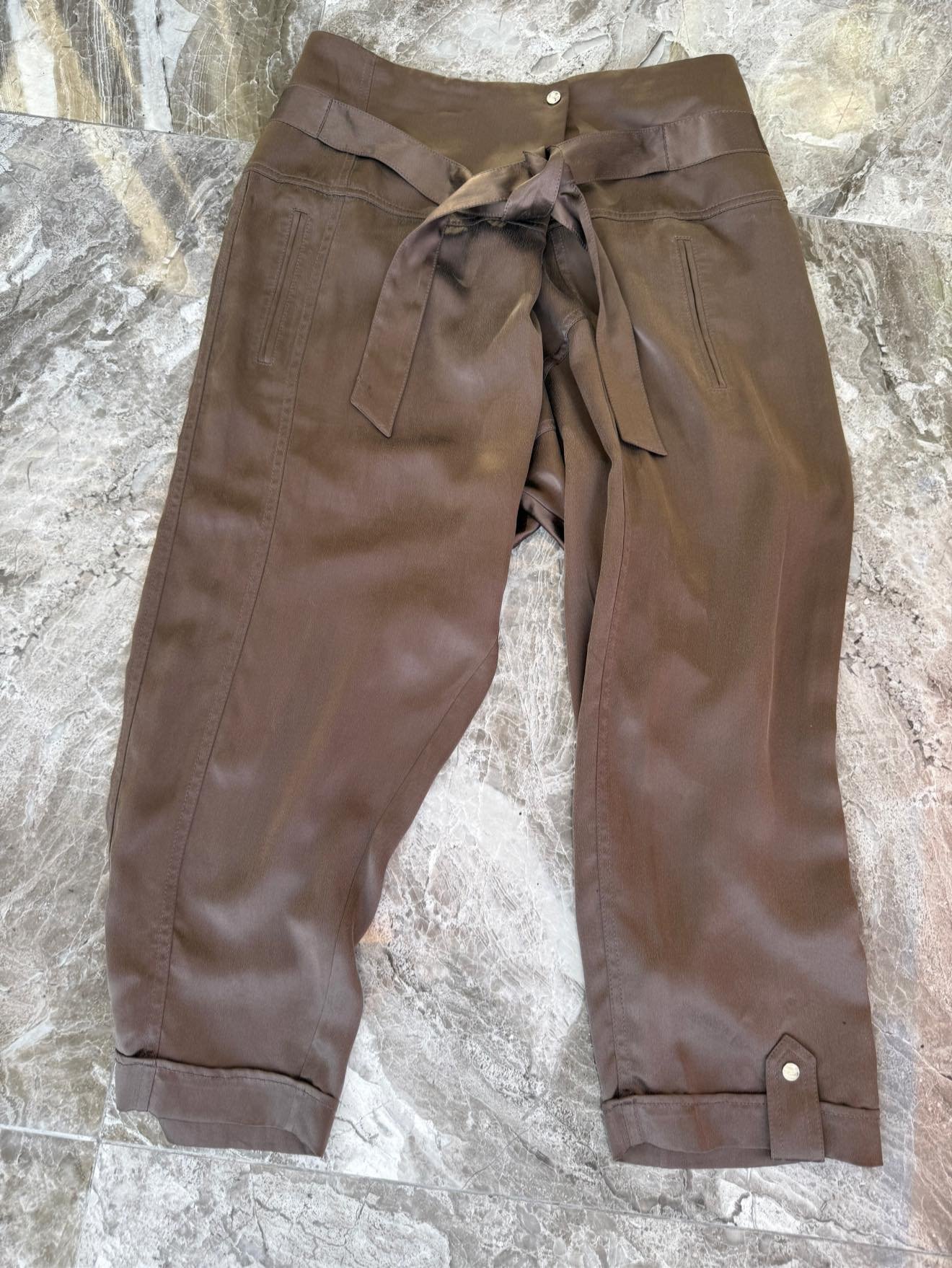 Karen Millen — коричневые шёлковые брюки, размер EU 40 (M) | מכנסי משי קארן מילן | Julia Raskin Style — 350 ₪ - Image 3