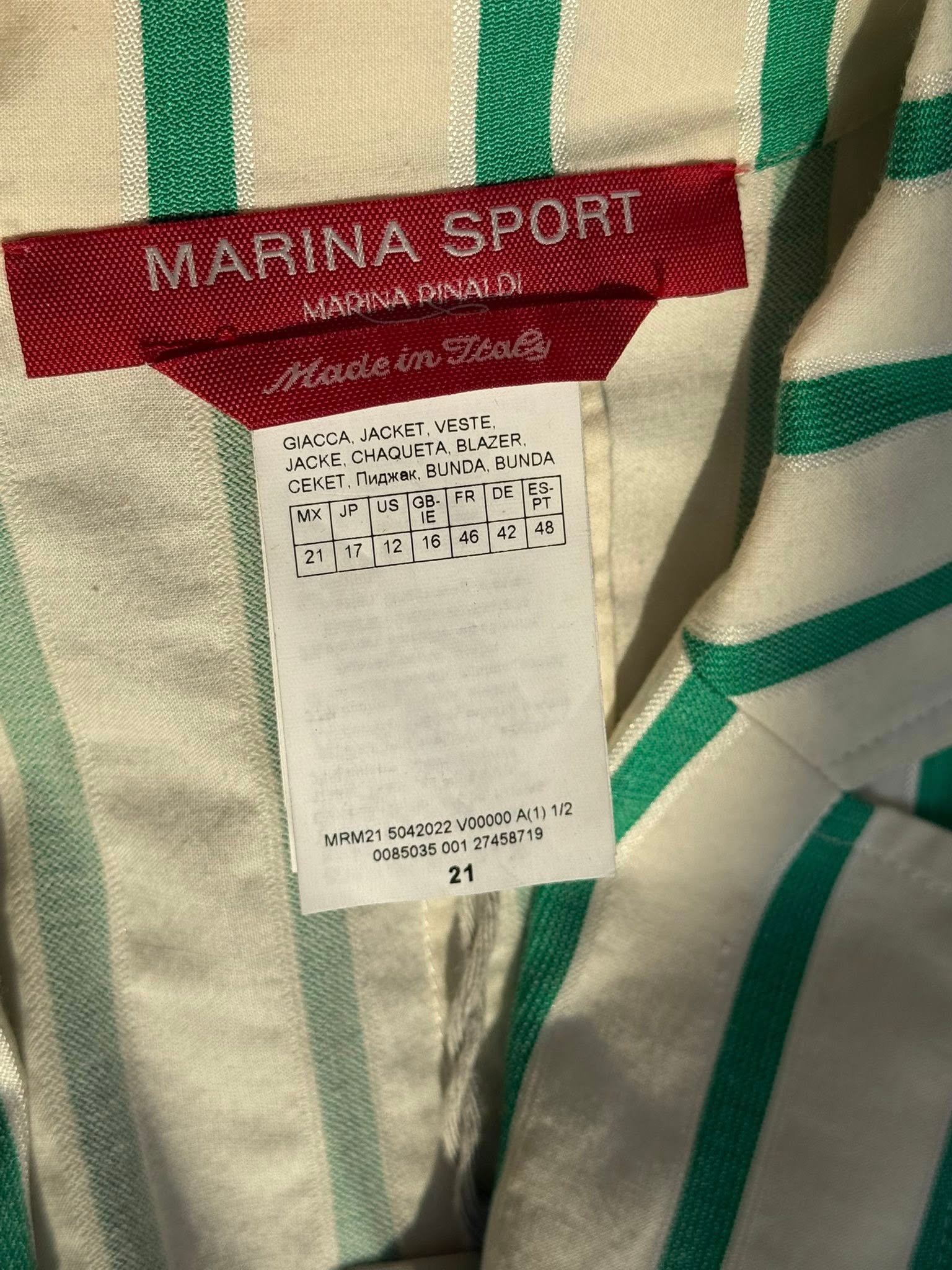 Marina Rinaldi Sport — бело-зелёный костюм в полоску, размер M | מרינה רינאלדי ספורט – חליפה לבנה עם פסים ירוקים — 550 ₪ - Image 2