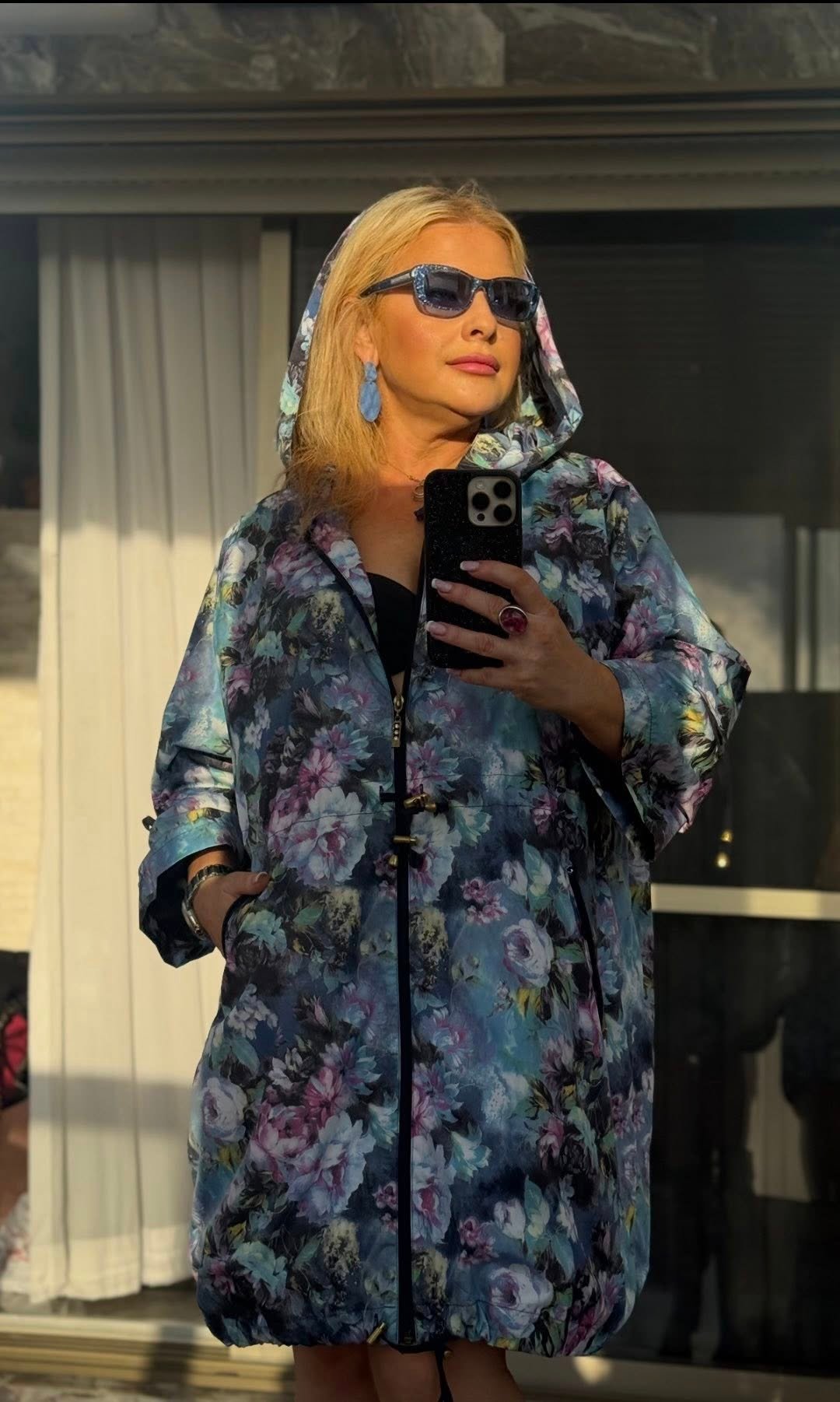 Ветровка в цветах утреннего неба 🌸💙 | מעיל קל בצבעי שמיים ופרחים — 350 ₪ - Image 4