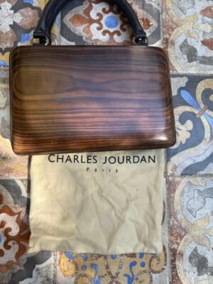 : Charles Jourdan Paris — деревянная дизайнерская сумка на кожаных ручках