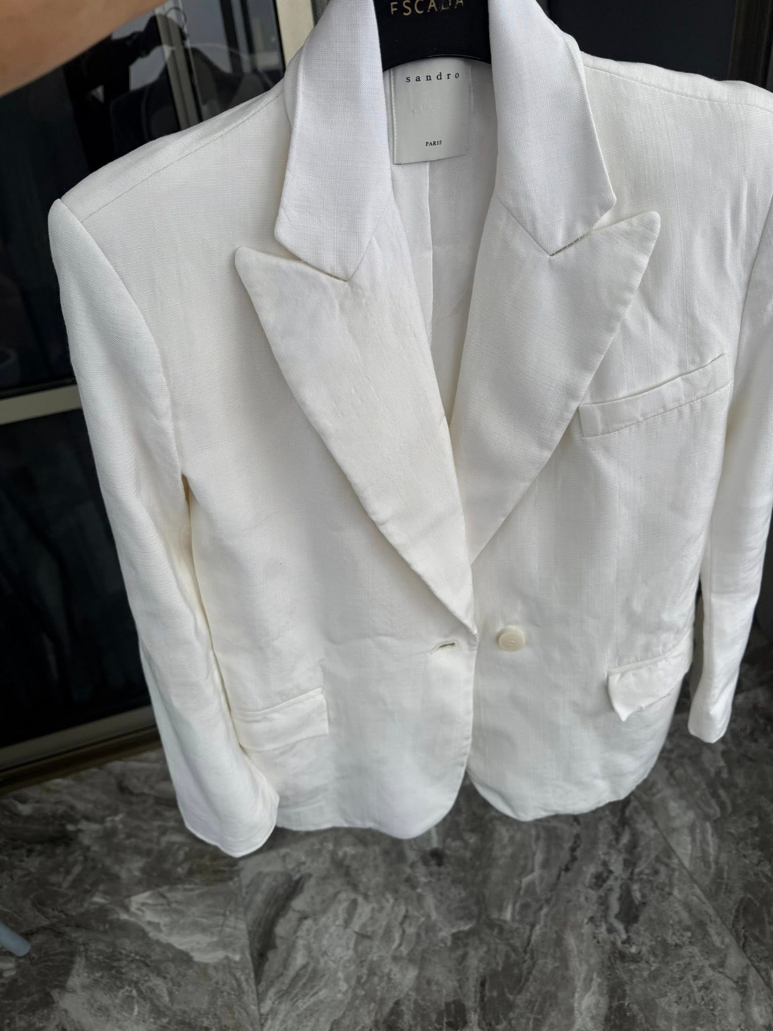 Белый структурный пиджак Sandro Paris 🤍 | בלייזר לבן אלגנטי של Sandro Paris — 400 ₪ - Image 2