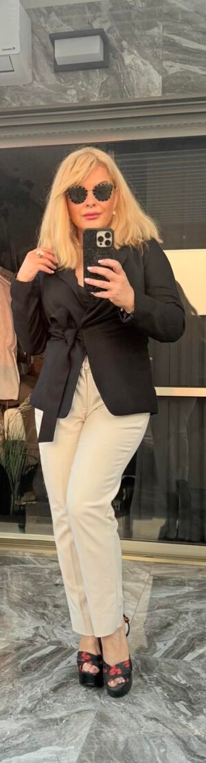 Чёрный пиджак Kenneth Cole с завязкой на талии