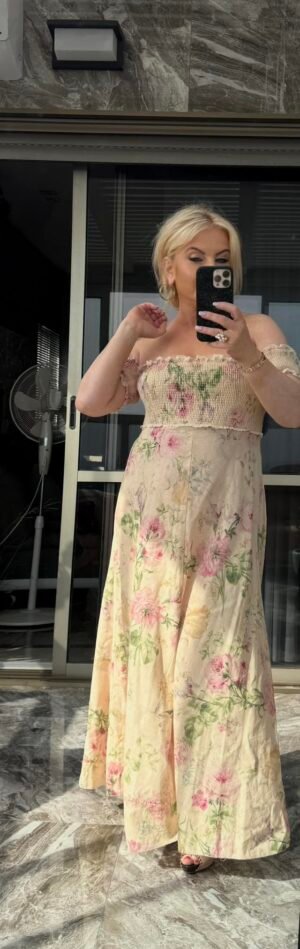 Цветочное платье Zimmermann макси с открытыми плечами на Юлии