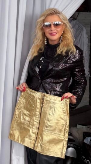 Pinko золотая кожаная юбка металлик S — 600 ₪ | De Luxe by Julia Raskin