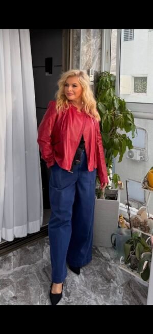 Lafayette красная кожаная куртка-жакет из натуральной кожи — премиум, Ашкелон | De Luxe by Julia Raskin — ₪600