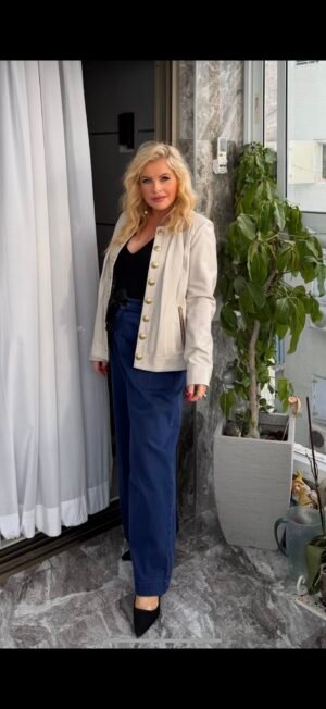 Dilander кожаный жакет-милитари молочного цвета