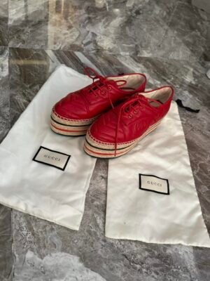 Оригинальные Gucci красные эспадрильи на платформе